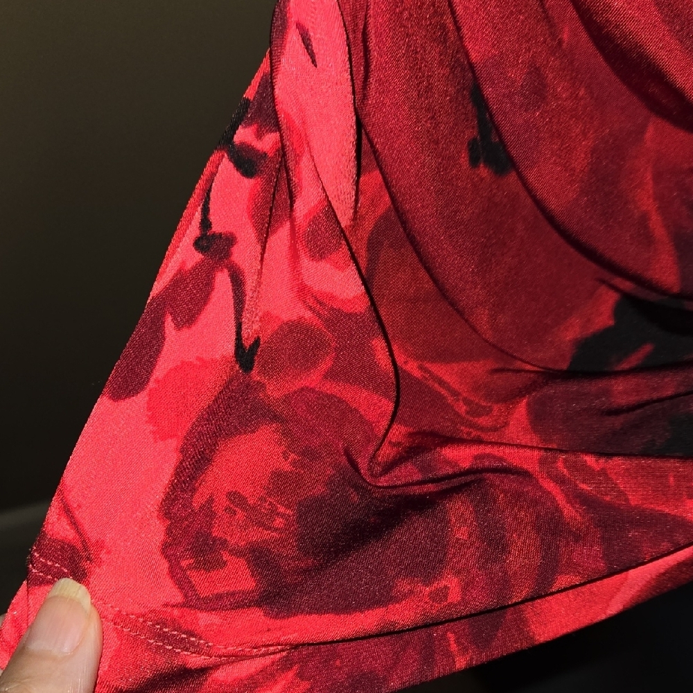 SEXY FORM FITTING Boston Proper Red and Black Floral 3/3 Sleeve Dress NWOT Sz 0 - Picture 9 of 10